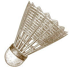 engraving antique illustration of shuttlecock