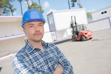 Portrait of man wearing hardhat