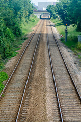 Fototapeta premium Straight, empty railway track