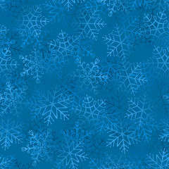 Naklejka na ściany i meble Transparent Snowflakes Seamless Pattern. Christmas background