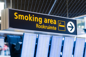 Sign in Schiphol Airport for the smoking area (rookruimte)