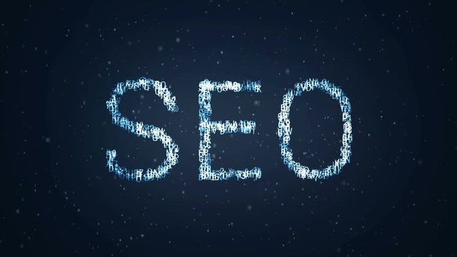 SEO Text Animation icon appears from the letters of the alphabet