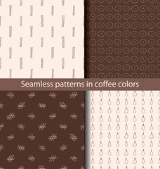 Set of abstract seamless pattern in coffee colors. . All patterns are included in swatch menu.