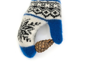 Christmas mittens are isolated on a white background.