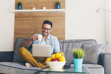 Drinking coffee at home