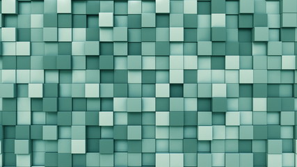 Cyan cubes background, 3D rendering