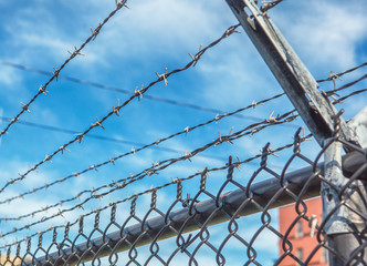 Barbed Wire on Blue Sky