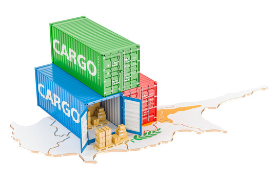 Cargo Shipping and Delivery from Cyprus concept, 3D rendering