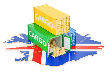 Cargo Shipping and Delivery from Iceland concept, 3D rendering