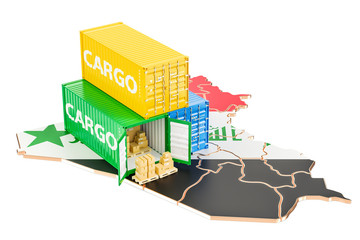 Cargo Shipping and Delivery from Iraq concept, 3D rendering