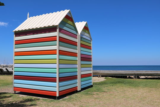 Colorful dressing room at Indian Ocean, Western Australia