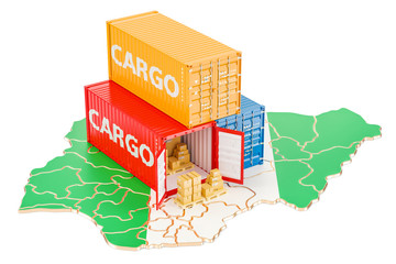 Cargo Shipping and Delivery from Nigeria concept, 3D rendering