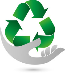 Recycling Pfeile, Recycling Zeichen, Hand, Logo