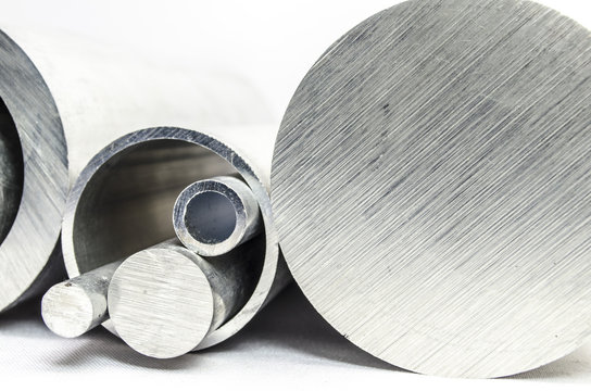 Metal pipelines profile on white background