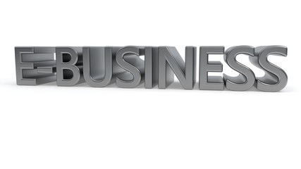 E-business text on a white background, 3d rendering