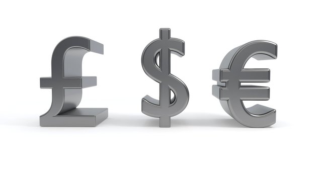 Money symbols text on a white background, 3d rendering
