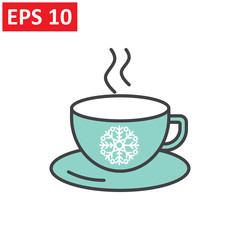 Christmas hot coffee in cup. Vector illustration