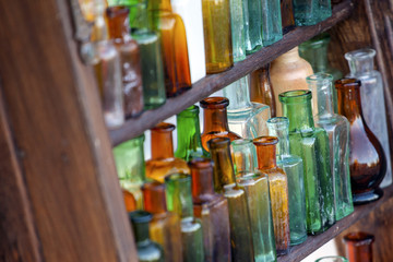 collection of old glass bottles