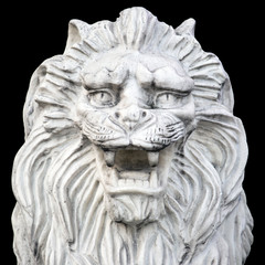 Fototapeta na wymiar sculpture of the head of a white lion