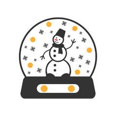 crystal ball with snow and snowman inside icon. Christmas or New Year element. Premium color graphic design. Signs, outline symbols collection, simple icon for websites
