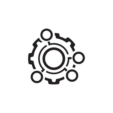 Technical Data Icon. Gear and Option Dots. Engineering Symbol.