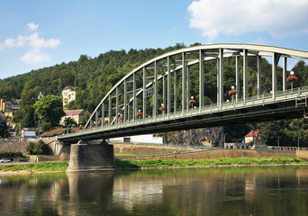 Tyrsuv bridge over Labe river in Decin. Czech Republic