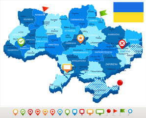 Ukraine - map and flag - Detailed Vector Illustration