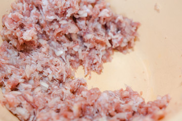 Mincemeat. The wound mincemeat. Cut meat.