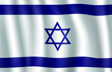 Israel flag 3d illustration with Star of David