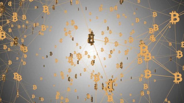 bitcoin and block chain. decentralized economy. business background. seamless loop.