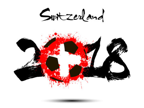 Abstract number 2018 and soccer ball blot