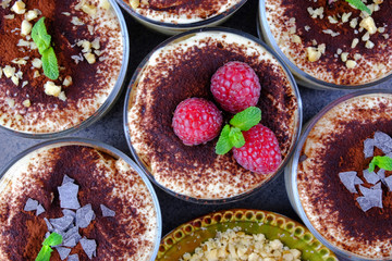 Italian dessert tiramisu - variuos arts.