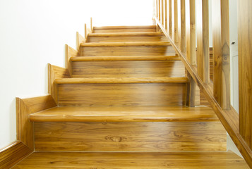 Fototapeta na wymiar Modern style wooden stairs, Interior design.