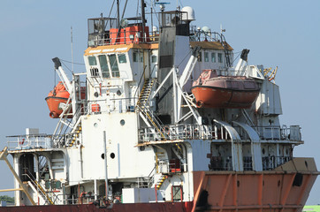 The command bridge of old cargo ship
