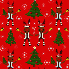Christmas seamless pattern with Reindeer
