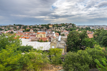 Fototapeta na wymiar Plovdiv old town cityscape seen from Sahat Tepe, Bulgaria