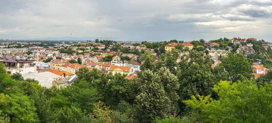 Plovdiv old town panorama seen from Sahat Tepe, Bulgaria