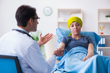 Cancer patient visiting doctor for medical consultation in clini