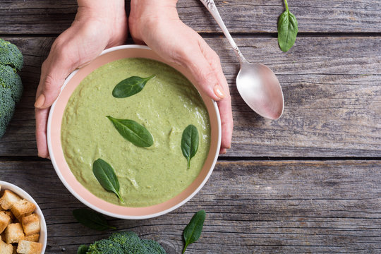 Cream Soup With Broccoli And Baby Spinach