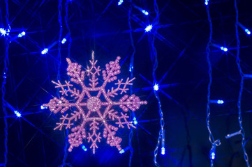 snowflake and garland, new year, christmas, christmas decoration