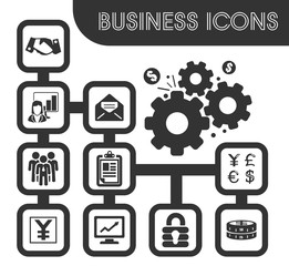 Business outline icons set