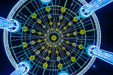 Street decorations. LED garlands for the new year.