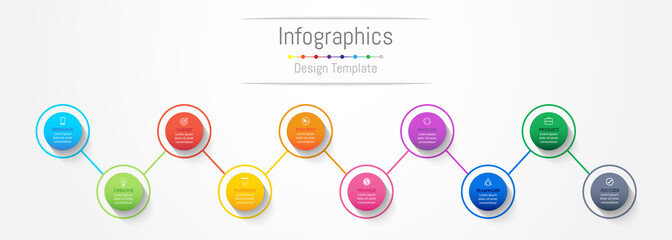 Infographic design elements for your business data with 10 options, parts, steps, timelines or processes. Vector Illustration.