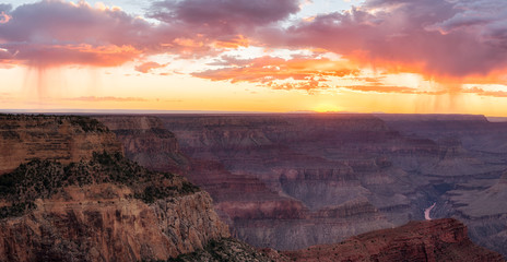 Grand Canyon Sunset from Hopi Point during summer monsoon