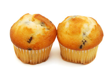 Two cupcakes mixtures over white background.