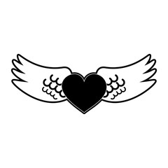 Angels wings with heart