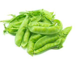 Fresh green pea on white background