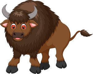 funny bison cartoon posing with laughing happiness © jihane37