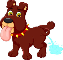 Fototapeta na wymiar cute bulldog cartoon standing with pee