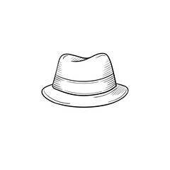 Vector hand drawn classic hat outline doodle icon. Accessory sketch illustration for print, web, mobile and infographics isolated on white background.